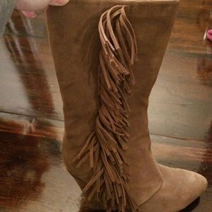 Mia fringe suede wedge boot